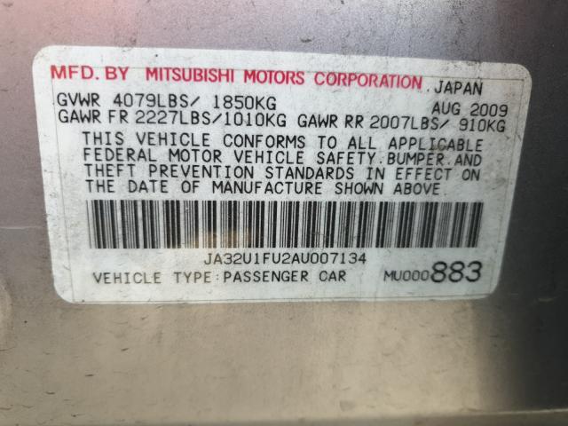 2010 MITSUBISHI LANCER DE JA32U1FU2AU007134