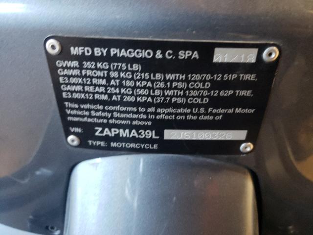 2018 VESPA GTS ZAPMA39L2J5100326