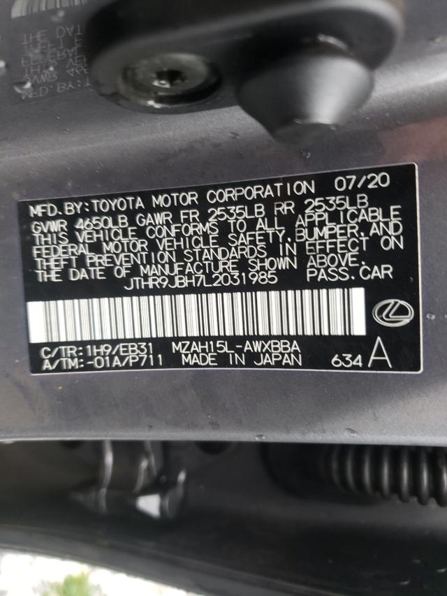 2020 LEXUS UX 250H JTHR9JBH7L2031985