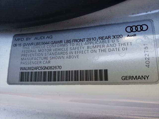 2016 AUDI S7 PRESTIG WAUW2AFC5GN082670