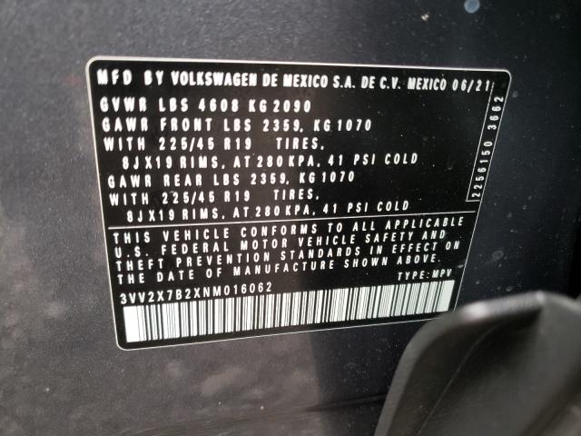 2022 VOLKSWAGEN TAOS SEL 3VV2X7B2XNM016062