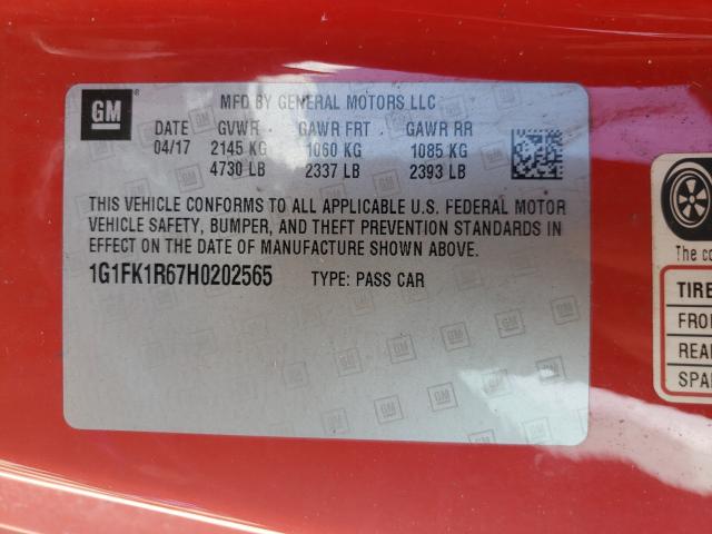 2017 CHEVROLET CAMARO ZL1 1G1FK1R67H0202565