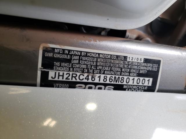 2006 HONDA VFR800 JH2RC46186M801001