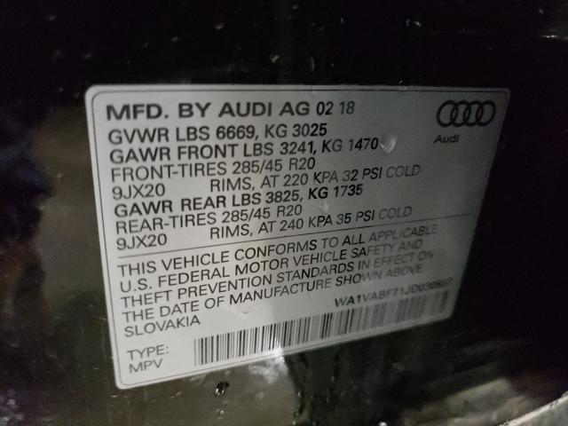 VIN WA1VABF71JD030597 2018 Audi Q7, Prestige no.10