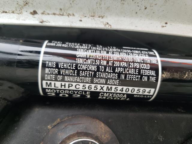 2021 HONDA CMX500 A MLHPC565XM5400594