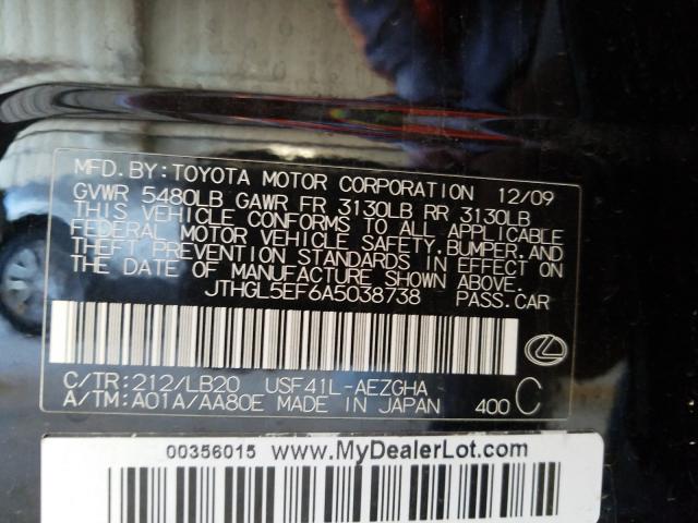 2010 LEXUS LS 460L JTHGL5EF6A5038738