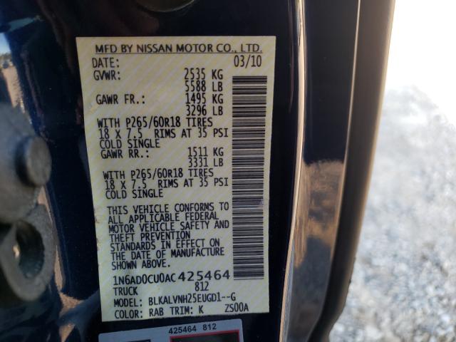 2010 NISSAN FRONTIER K 1N6AD0CU0AC425464