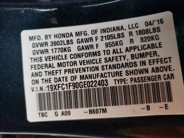 2016 HONDA CIVIC TOUR 19XFC1F90GE022403