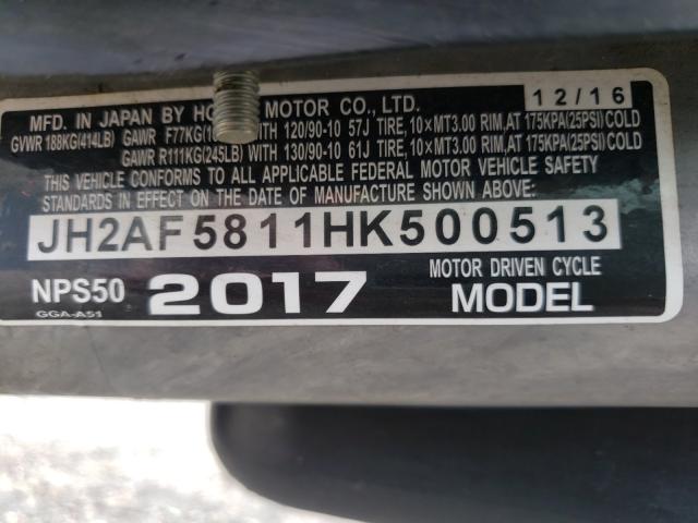 2017 HONDA NPS50 JH2AF5811HK500513