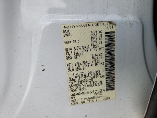 2015 NISSAN XTERRA X 5N1AN0NU9FN657324