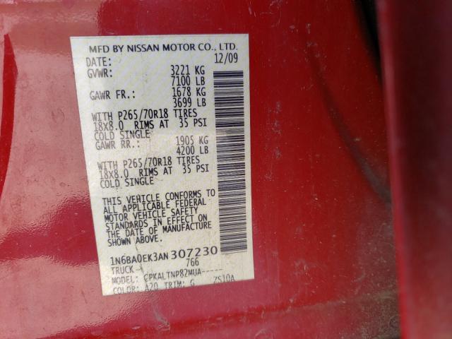 2010 NISSAN TITAN XE 1N6BA0EK3AN307230