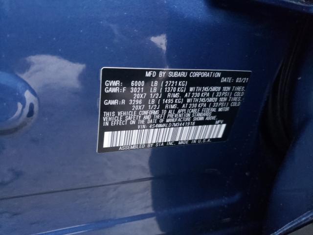 2021 SUBARU ASCENT LIM 4S4WMALD7M3441918