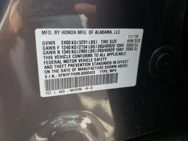2020 HONDA PASSPORT T 5FNYF7H99LB000453