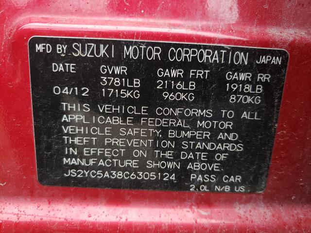 2012 SUZUKI SX4 LE JS2YC5A38C6305124