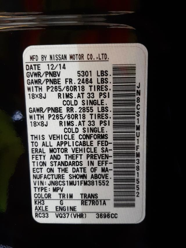 2015 INFINITI QX70 JN8CS1MU1FM381552