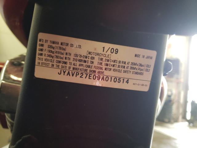 2009 YAMAHA XV1900 CU JYAVP27E09A010514