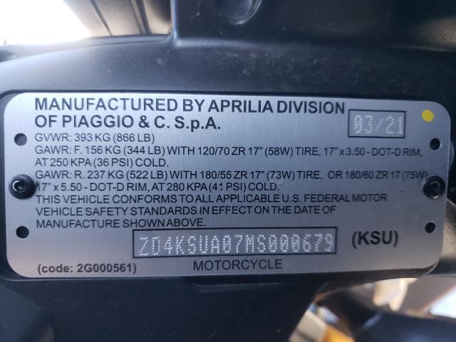 2021 APRILIA RS 660 ZD4KSUA07MS000679