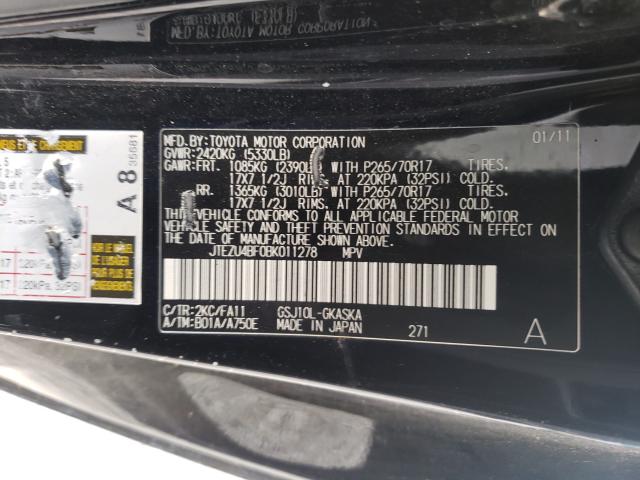 2011 TOYOTA FJ CRUISER JTEZU4BF0BK011278