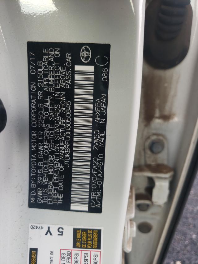 2017 TOYOTA PRIUS HYBR JTDKBRFU0H3050845