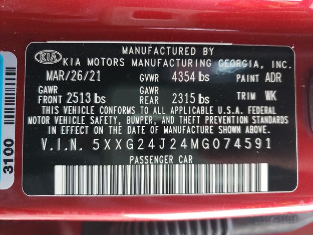 2021 KIA K5 LX 5XXG24J24MG074591
