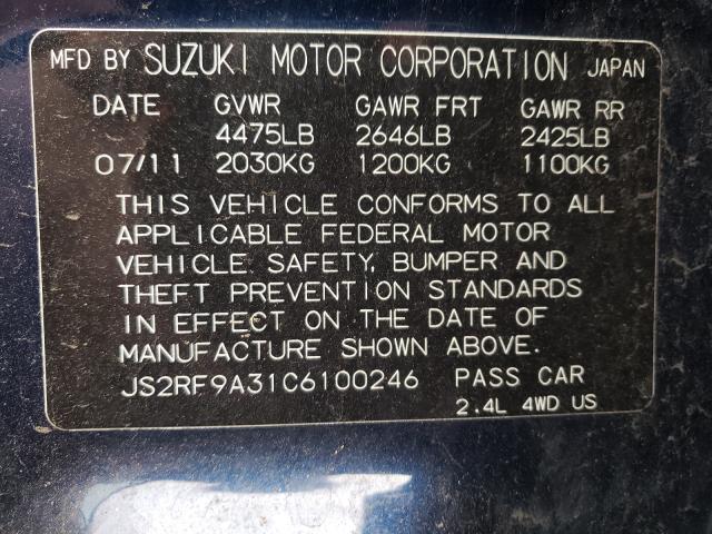 2012 SUZUKI KIZASHI SE JS2RF9A31C6100246