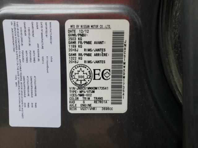 2013 INFINITI FX37 JN8CS1MWXDM173541