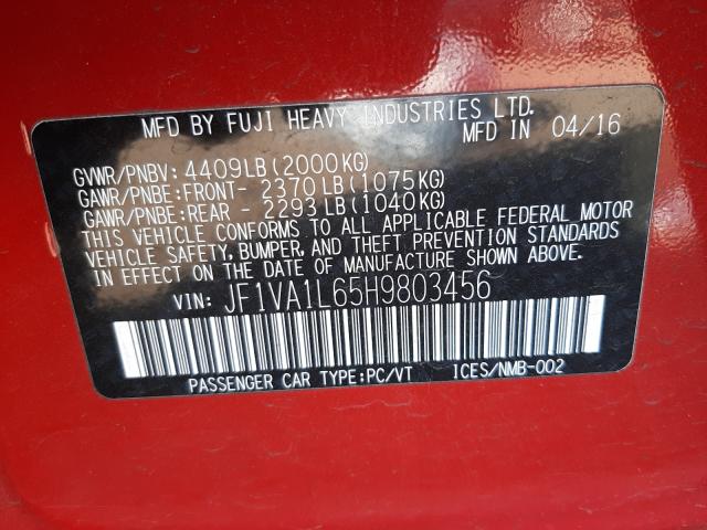 2017 SUBARU WRX LIMITE JF1VA1L65H9803456