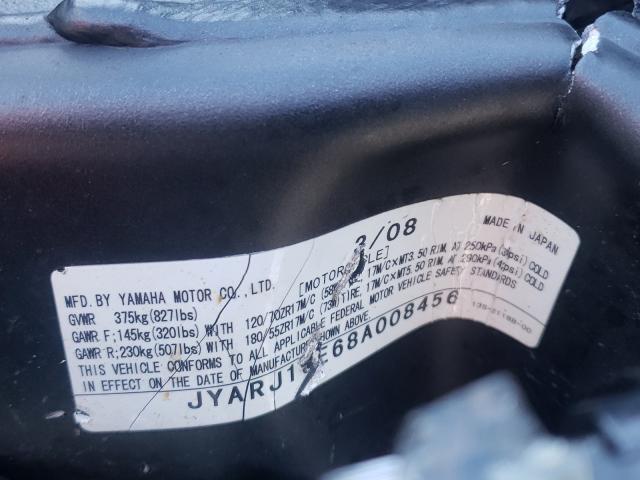 2008 YAMAHA YZFR6 JYARJ16E68A008456