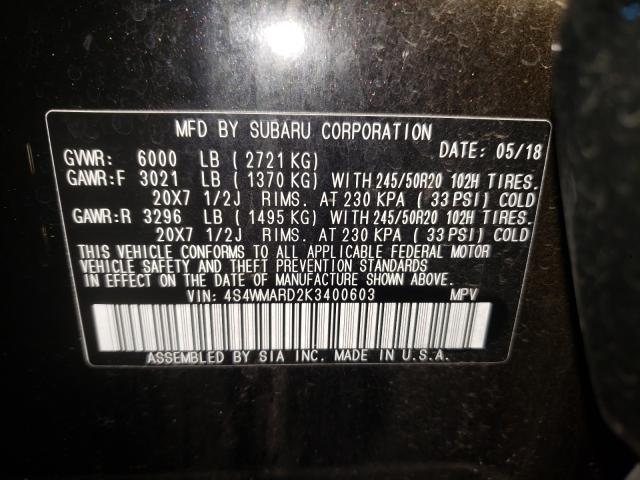 2019 SUBARU ASCENT TOU 4S4WMARD2K3400603