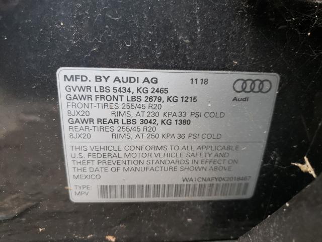 2019 AUDI Q5 PRESTIG WA1CNAFY0K2018467