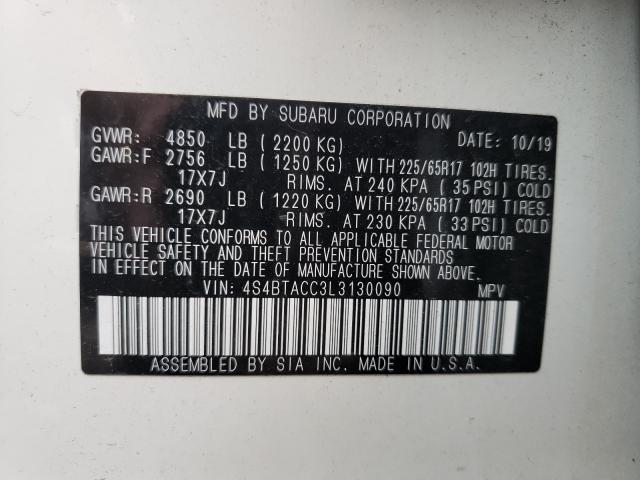 2020 SUBARU OUTBACK PR 4S4BTACC3L3130090