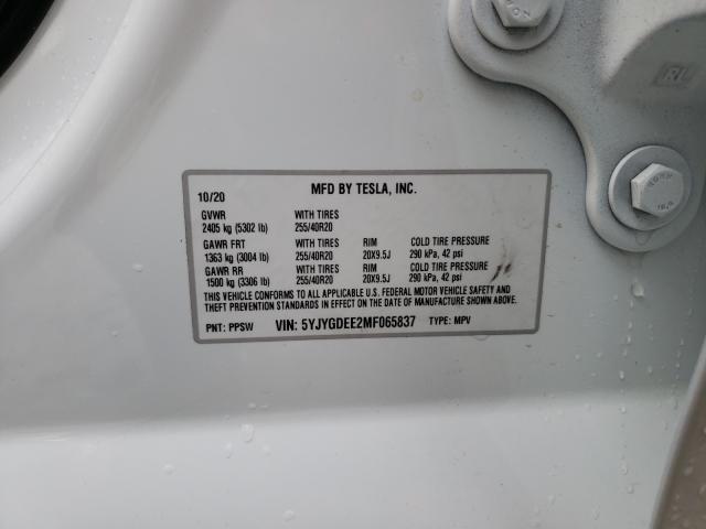 2021 TESLA MODEL Y 5YJYGDEE2MF065837