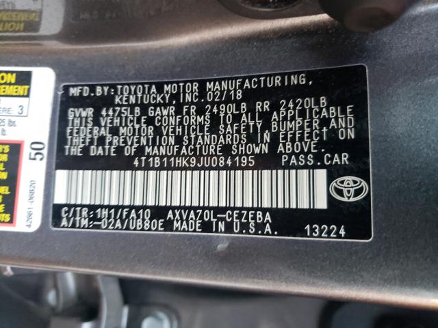 2018 TOYOTA CAMRY L AU 4T1B11HK9JU084195
