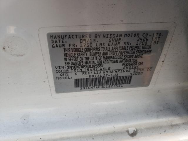 2016 NISSAN VERSA S/S 3N1CN7AP3GL825551