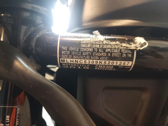2019 HONDA CMX300 MLHNC5309K5201257