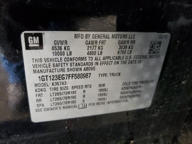 2015 GMC SIERRA K35 1GT123EG7FF580987