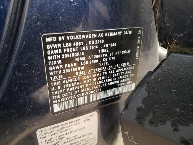 2011 VOLKSWAGEN TIGUAN WVGBV7AX9BW000217