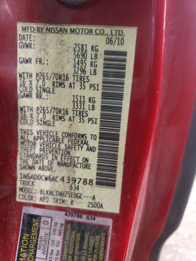 2010 NISSAN FRONTIER K 1N6AD0CW6AC439788