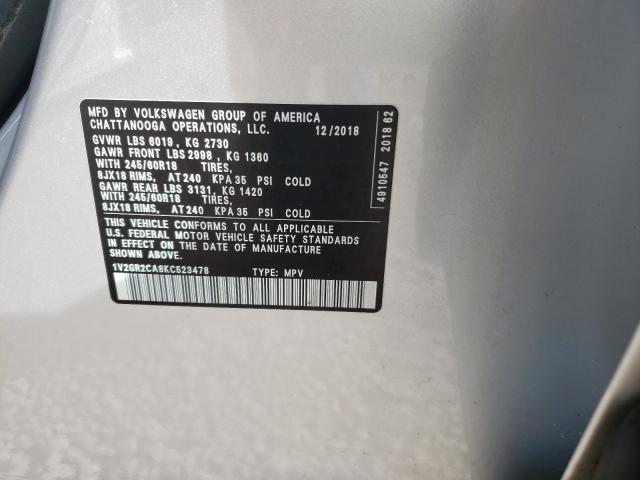 2019 VOLKSWAGEN ATLAS S 1V2GR2CA8KC523478