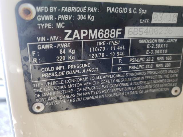 2011 VESPA LX 150IE ZAPM688F6B5400236