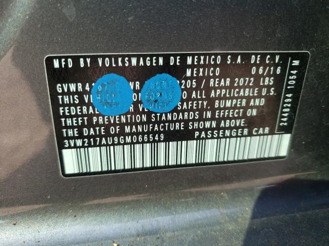 2016 VOLKSWAGEN GOLF S/SE 3VW217AU9GM066549
