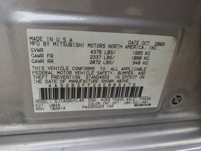 2010 MITSUBISHI GALANT ES 4A32B3FF2AE009476