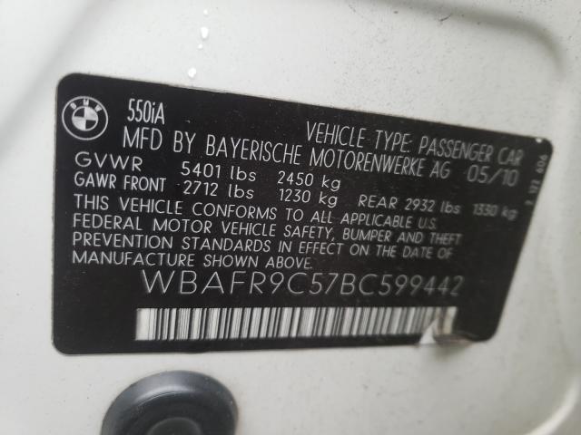 2011 BMW 550 I WBAFR9C57BC599442