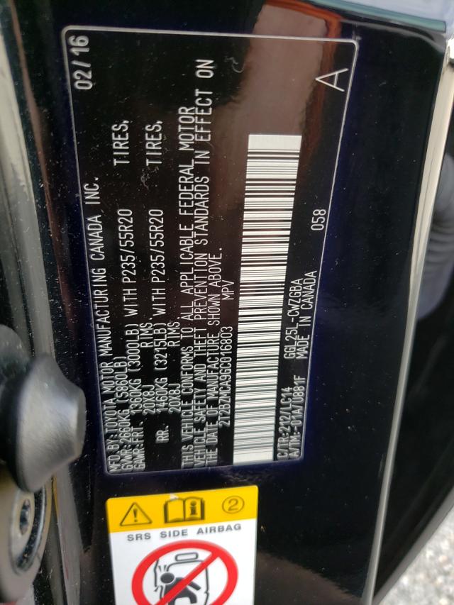 2016 LEXUS RX 2T2BZMCA9GC016803