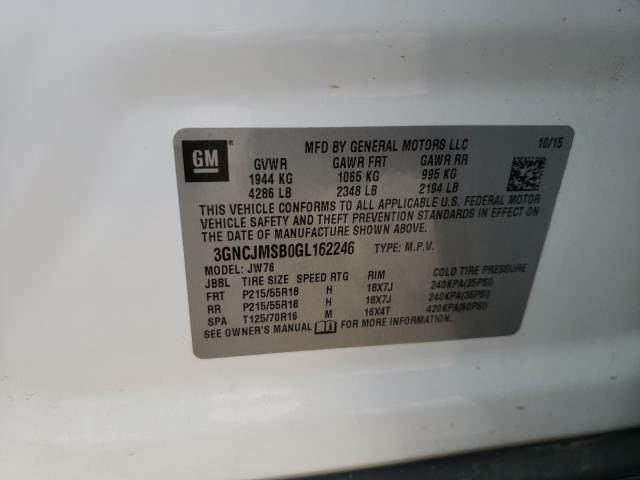 2016 CHEVROLET TRAX LTZ 3GNCJMSB0GL162246
