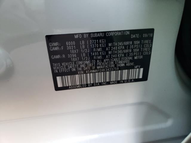 2019 SUBARU ASCENT PRE 4S4WMAFDXK3423759