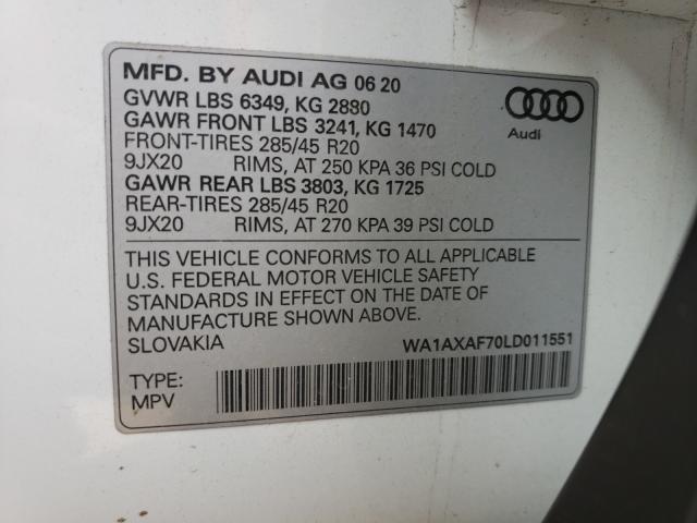 VIN WA1AXAF70LD011551 2020 Audi Q7, Premium no.10