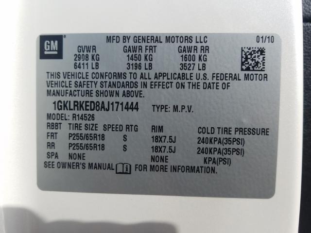 2010 GMC ACADIA SL 1GKLRKED8AJ171444