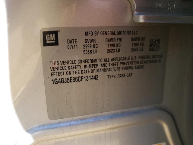 2012 BUICK LACROSSE T 1G4GJ5E36CF131443
