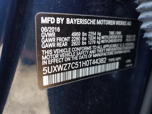 2017 BMW X3 5UXWZ7C51H0T44382